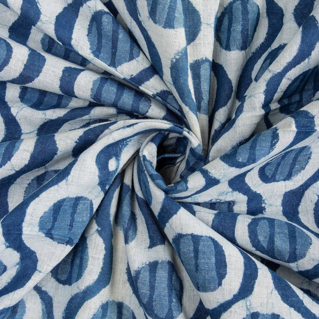 Indigo Blue Geometrical Print Indigo Cotton Fabric