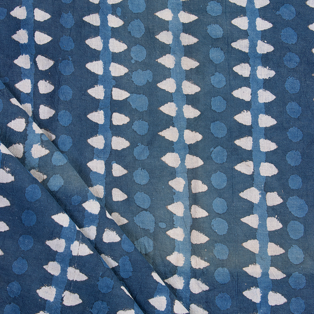 Indigo Striped Block Print Fabric