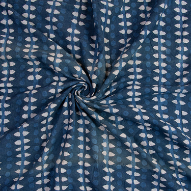 Indigo Striped Block Print Fabric