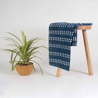 Indigo Striped Block Print Fabric