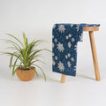 Hand Block Leaf Printed Indigo Fabric Online