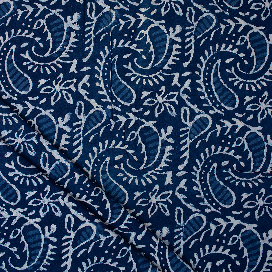 Indigo Paisley Printed Cotton Fabric