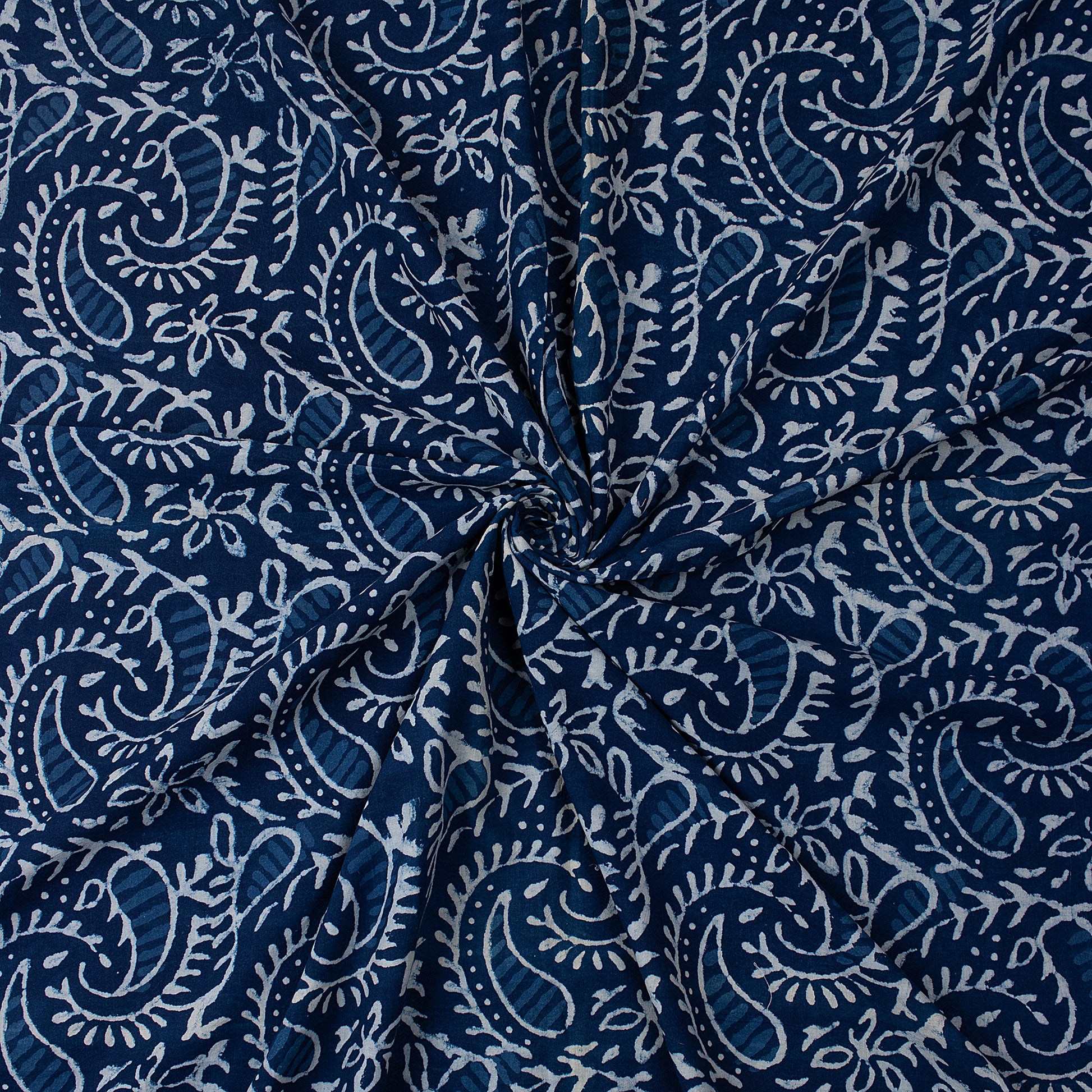 Indigo Paisley Printed Cotton Fabric