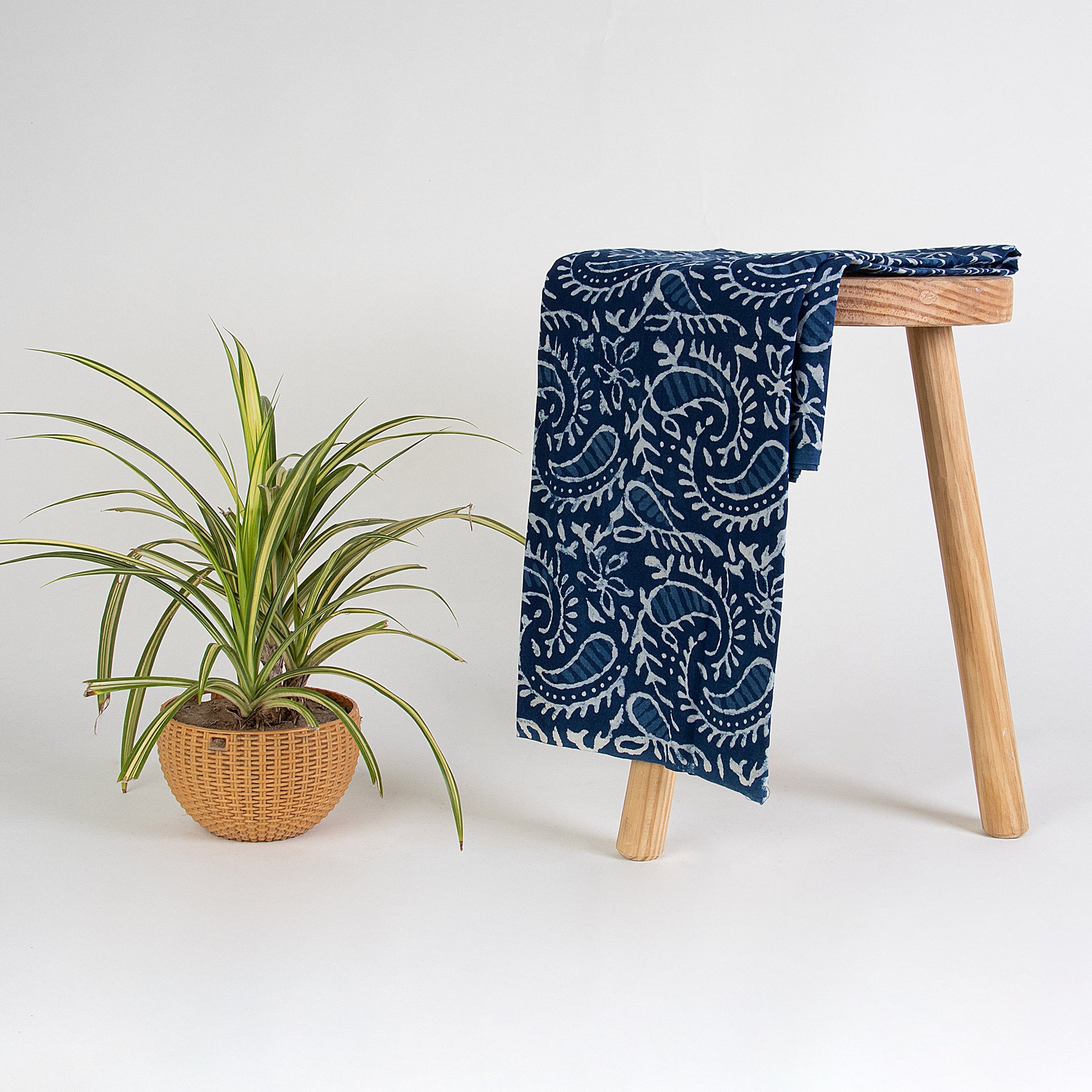 Indigo Paisley Printed Cotton Fabric