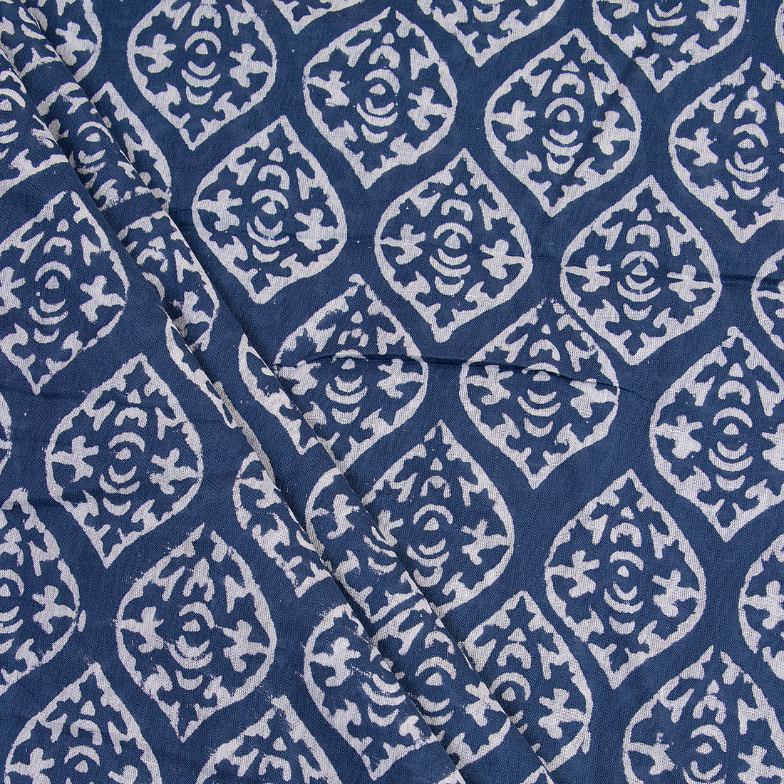 Indigo Block Print Cotton Fabric