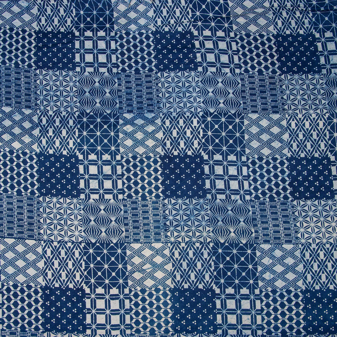 Premium Indigo Blue Geometrical Print Indigo Cotton Fabric