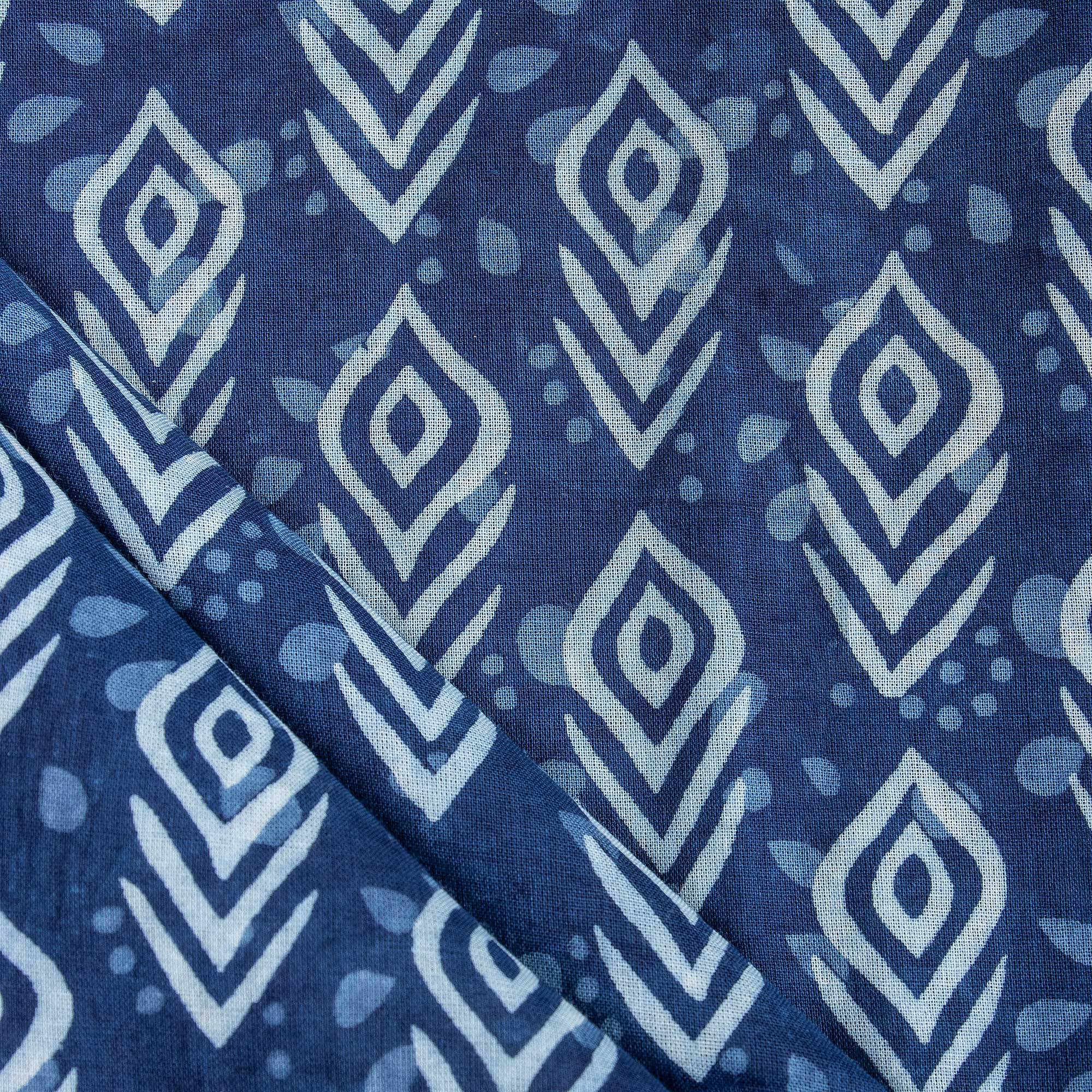 Luxury Indigo Blue Print Pure Cotton Indigo Fabric For Dress