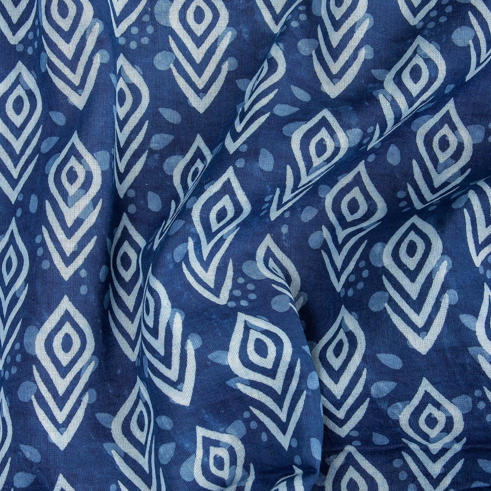 Luxury Indigo Blue Print Pure Cotton Indigo Fabric For Dress