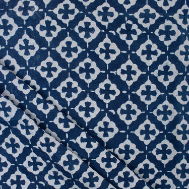 Luxury Indigo Blue Print Pure Cotton Indigo Fabric For Dress