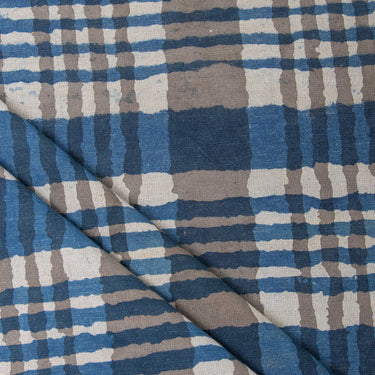 Indigo Blue Stripes Print Pure Cotton Indigo Fabric For Dress