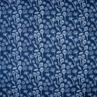 Indigo Blue Opium Pure Cotton Indigo Print Fabric