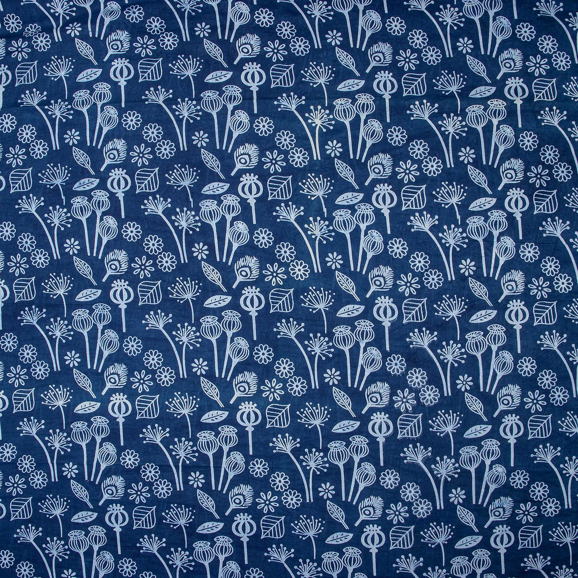 Indigo Blue Opium Pure Cotton Indigo Print Fabric