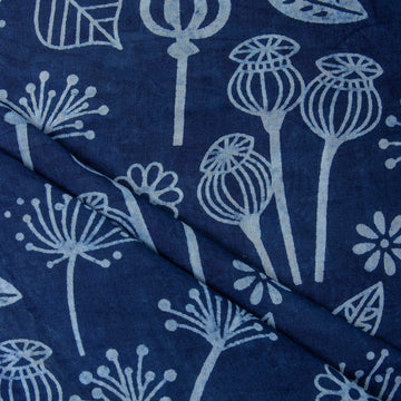 Indigo Blue Opium Pure Cotton Indigo Print Fabric