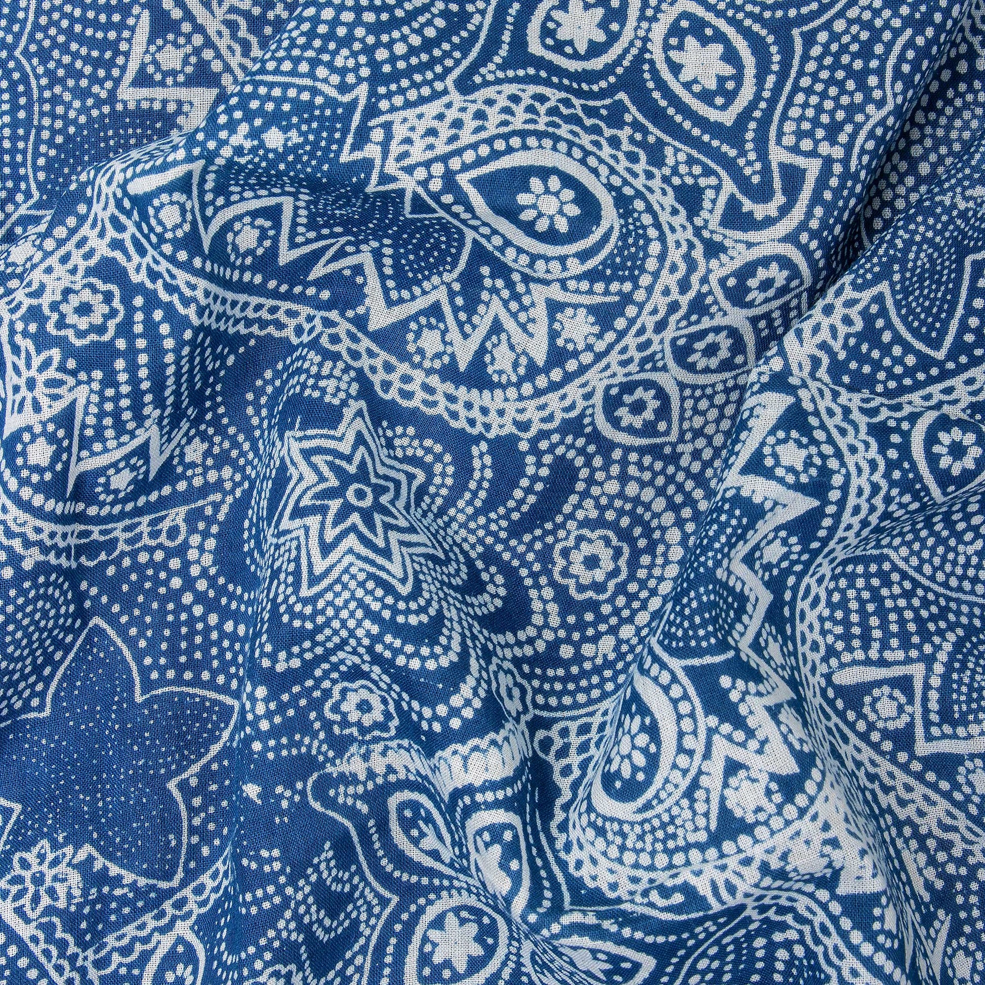 Print Cotton Indigo Fabric