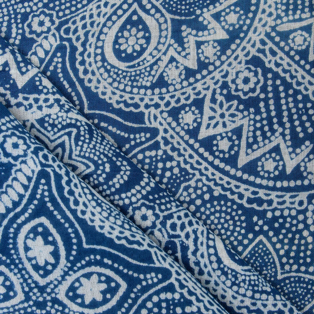Handmade Indigo Blue Print Pure Indigo Cotton Fabric For Dress
