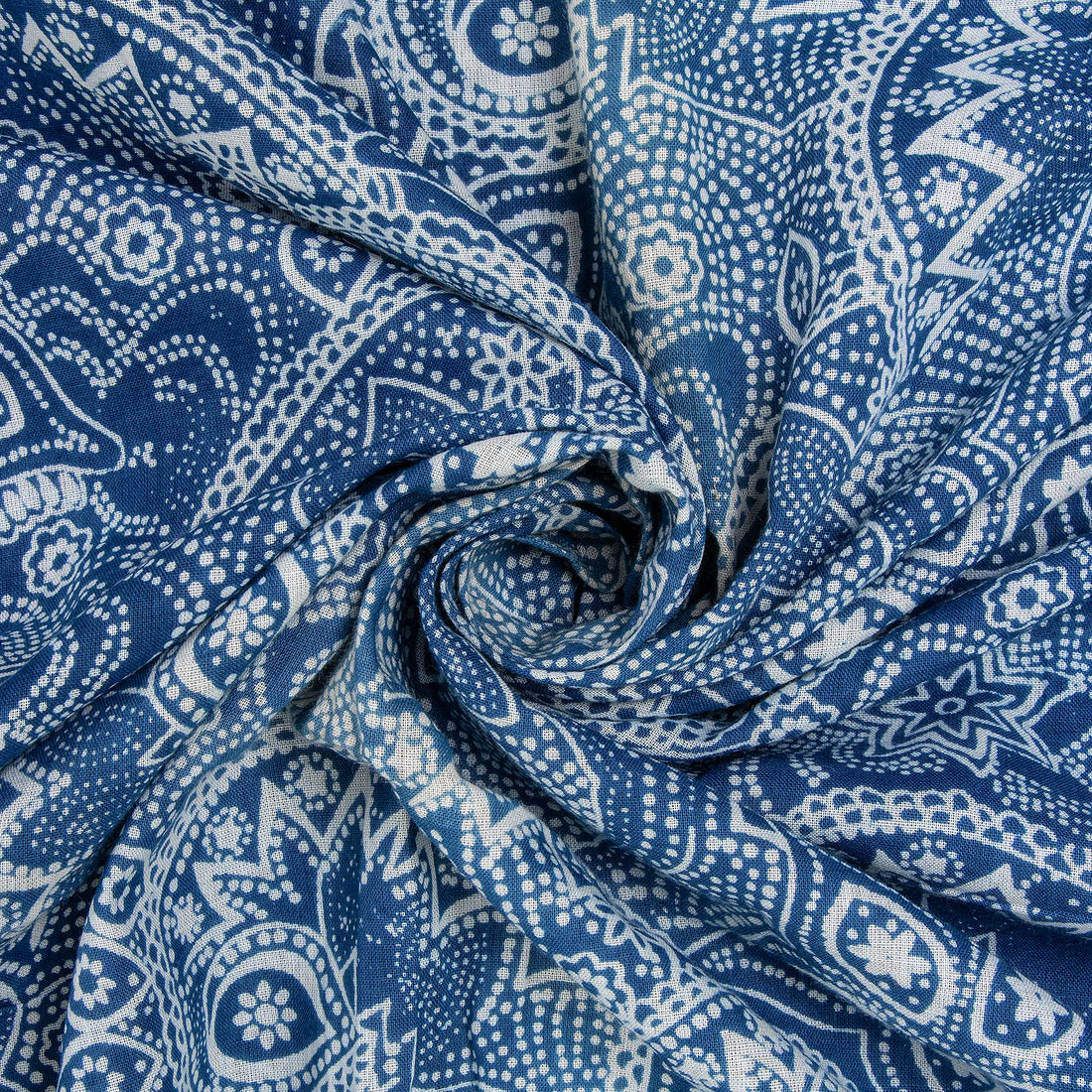 Handmade Indigo Blue Print Pure Indigo Cotton Fabric For Dress