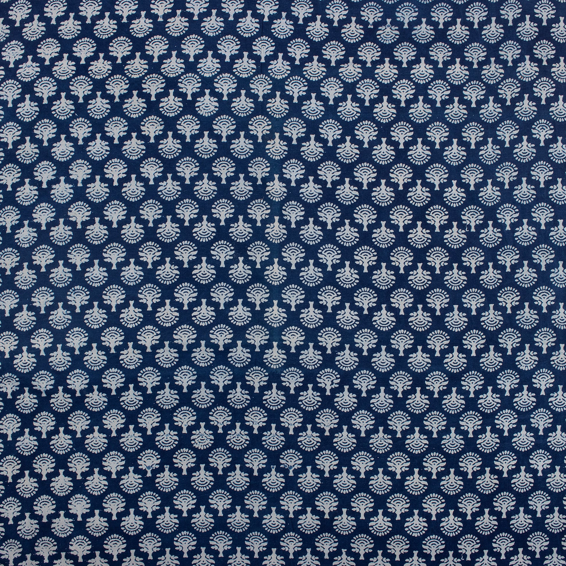 Pure Cotton Floral Block Printed Indigo Material