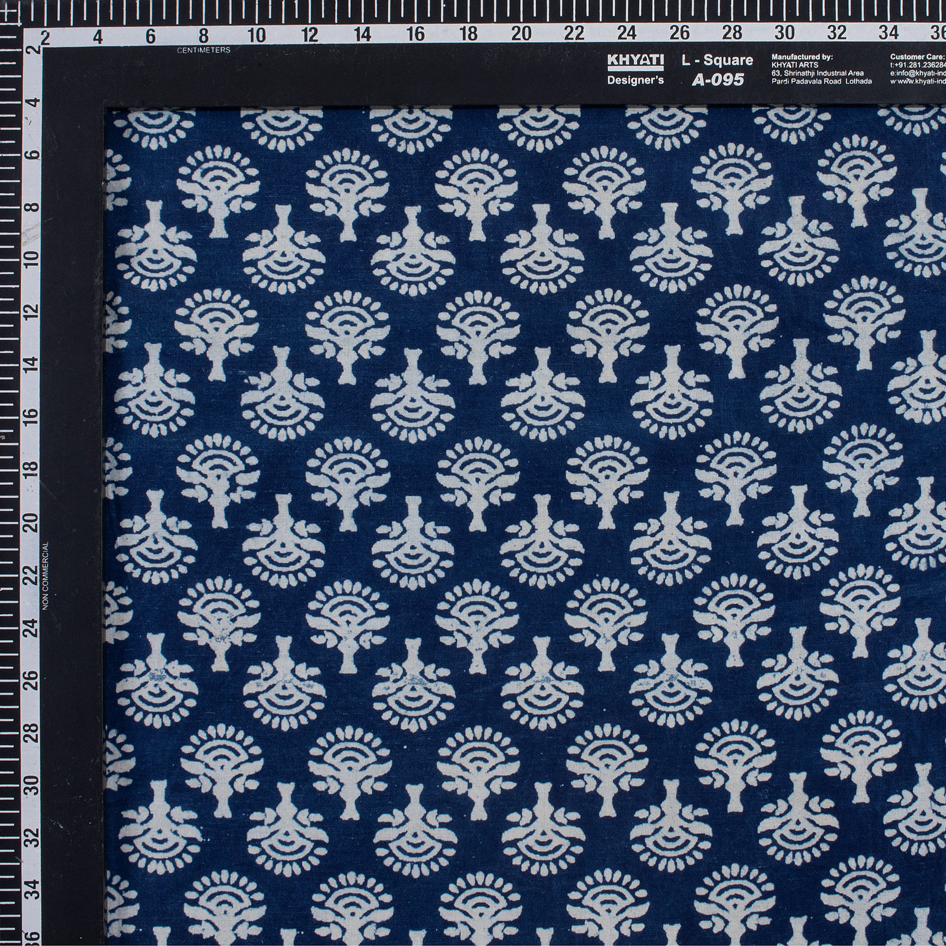 Pure Cotton Floral Block Printed Indigo Material