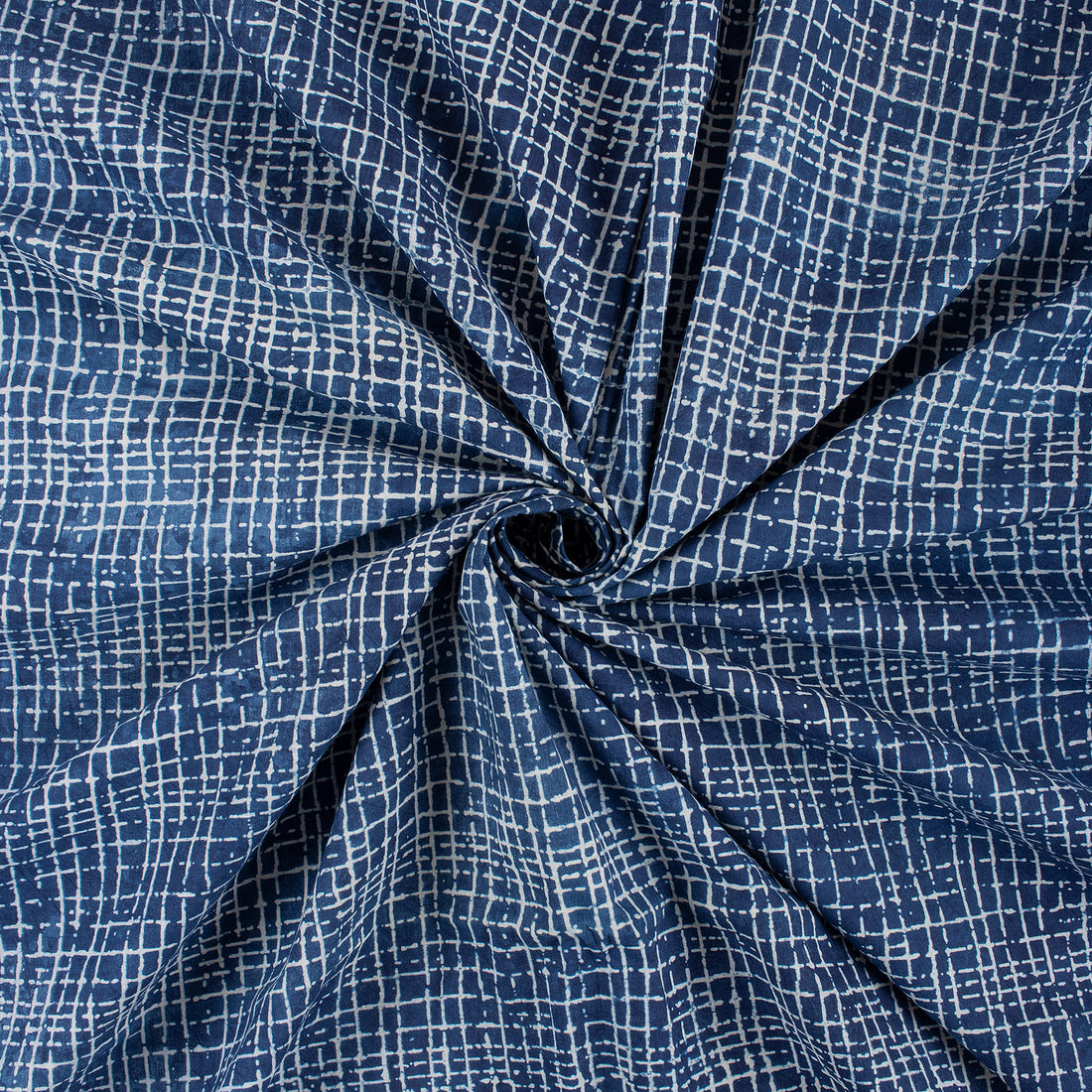 Indigo Blue Pure Cotton Block Print Fabric