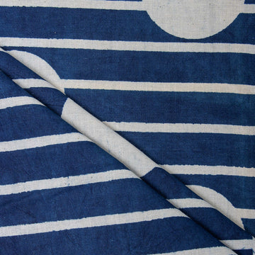 Indigo Blue Polka Dots Print Pure Cotton Indigo Fabric