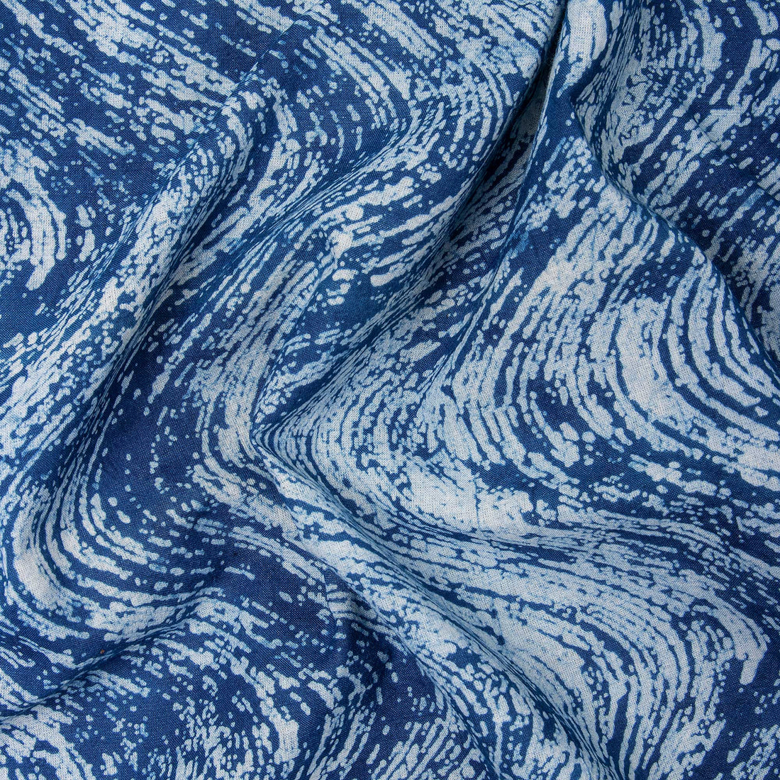 Indigo blue Abstract Print Pure Cotton Indigo Fabric For Dress