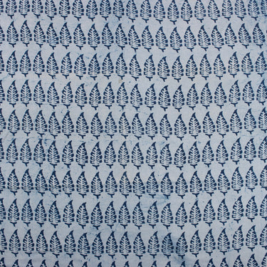 Indigo Leaf Block Print Cotton Fabric