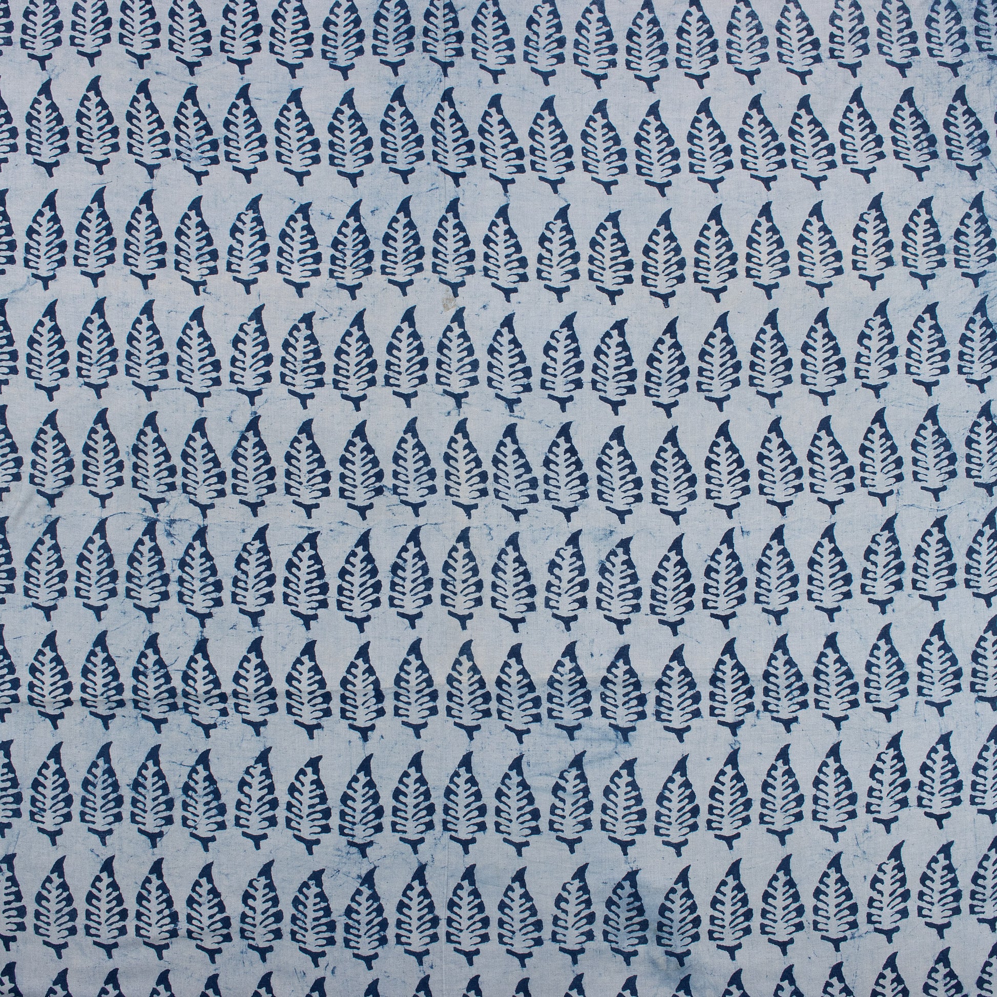 Indigo Leaf Block Print Cotton Fabric