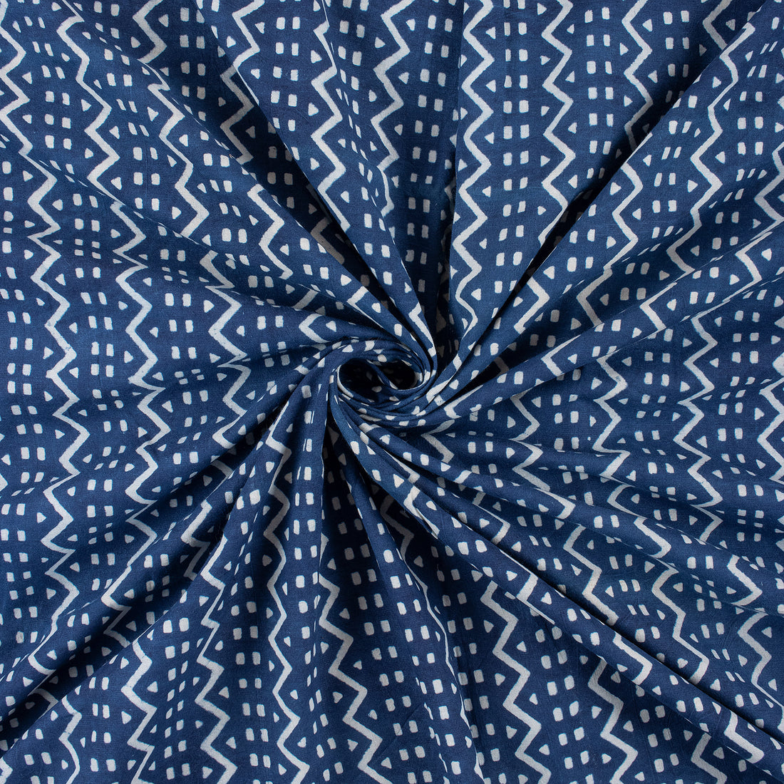 Indigo Cotton Blue Block Printed Pure Fabric
