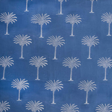 Blue Indigo Print Palm Tree Pure Cotton Fabric For Dress Online