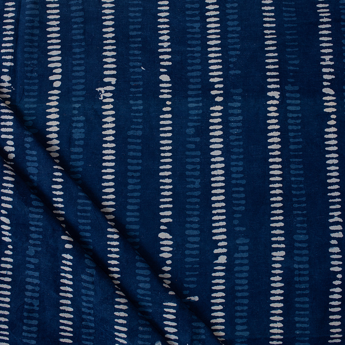 Striped Indigo Block Print Fabric