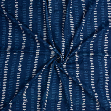Striped Indigo Block Print Fabric