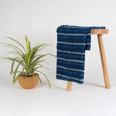Striped Indigo Block Print Fabric