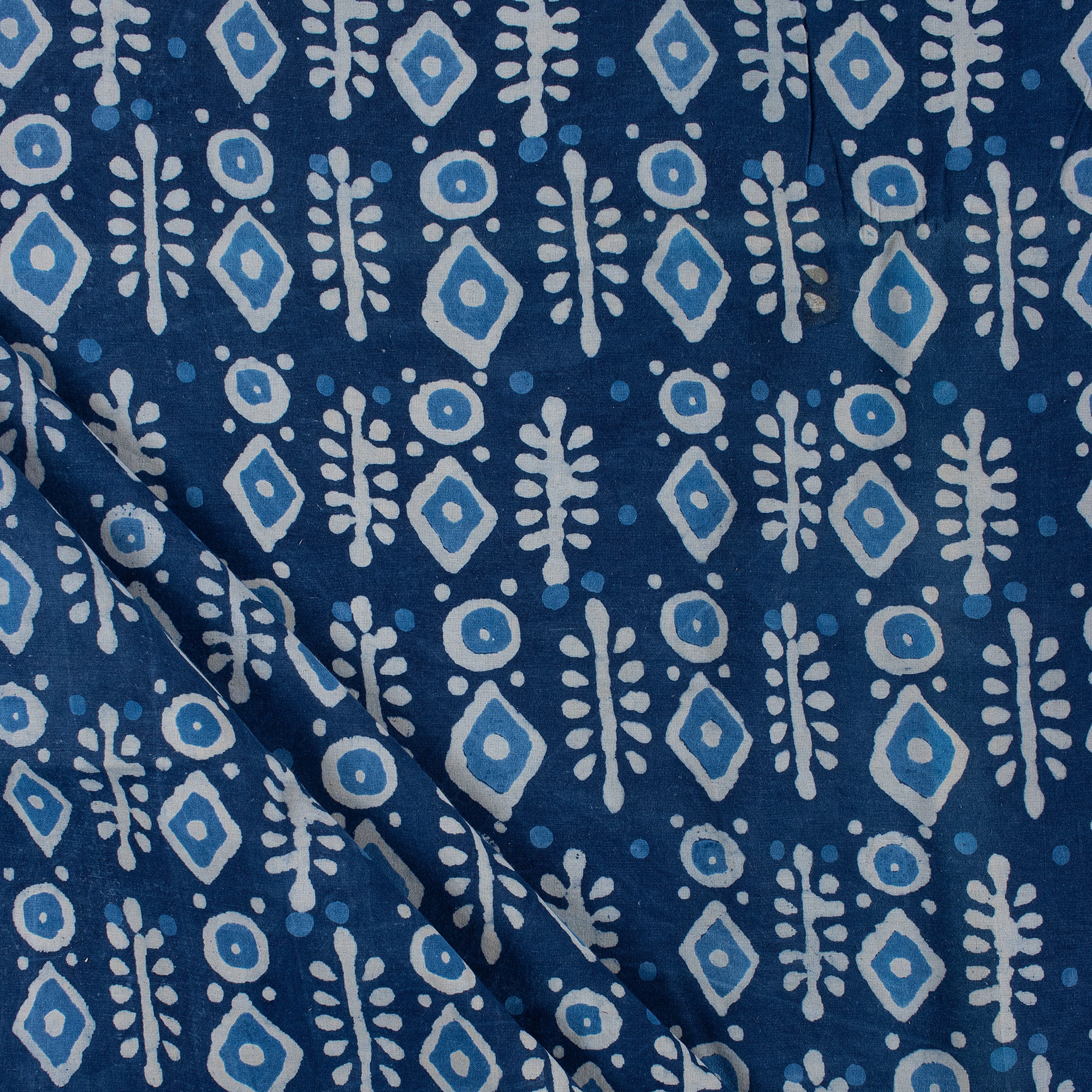 Geometric Indigo Cotton Fabric