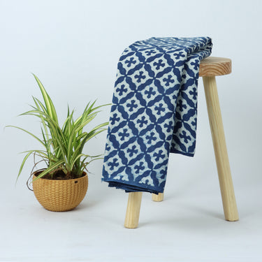 Star Print Indigo Cotton Fabric For Dress
