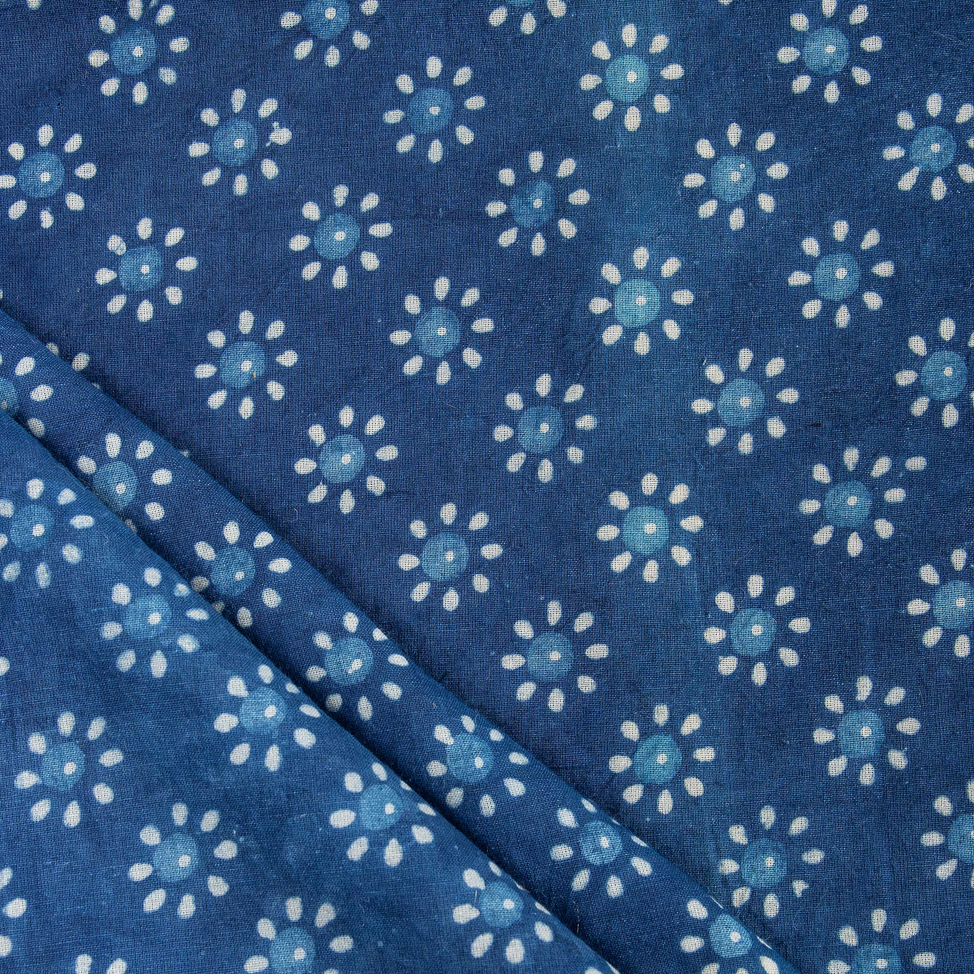 Soft Blue Floral Indigo Print Fabric For Dress Online