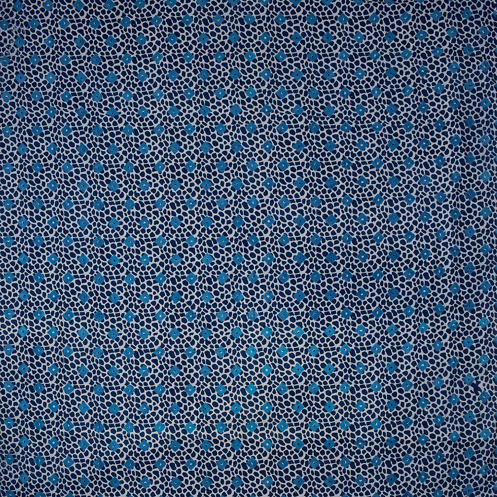 Indigo Floral Cotton Block Print Fabric