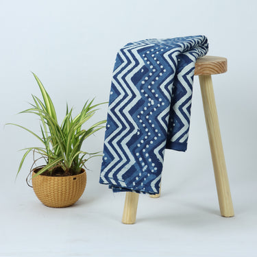 Blue Wave Print Indigo Cotton Fabric Online