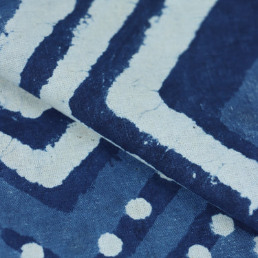 Blue Wave Print Indigo Cotton Fabric Online