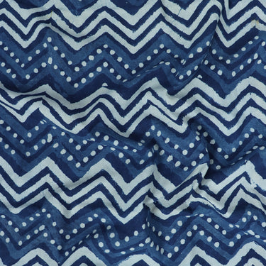 Blue Wave Print Indigo Cotton Fabric Online