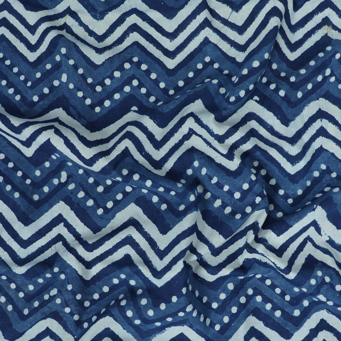 Blue Wave Print Indigo Cotton Fabric Online