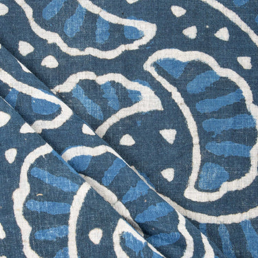 Blue Abstract Print Cotton Indigo Material Fabric