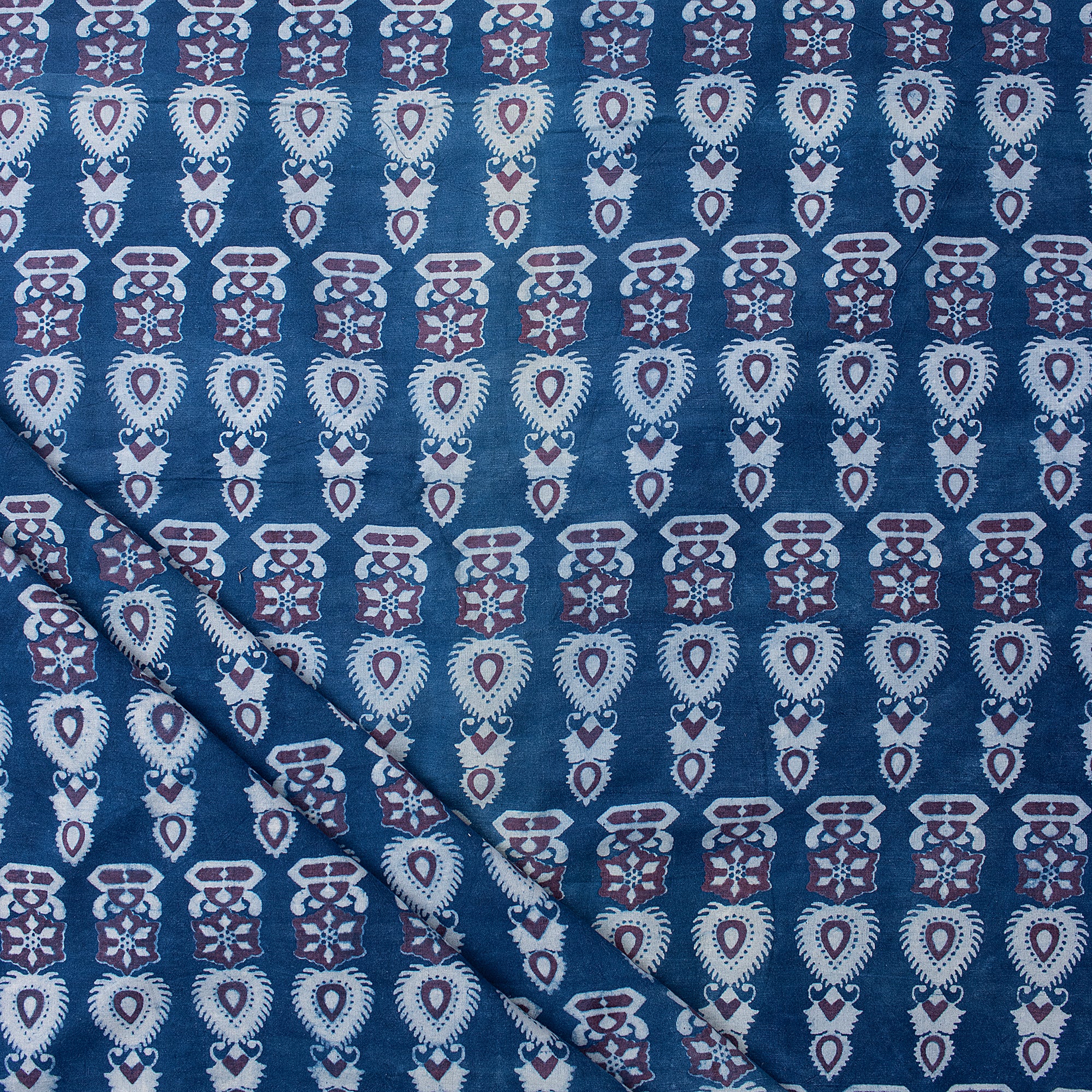 Floral Printed Indigo Cotton Fabric