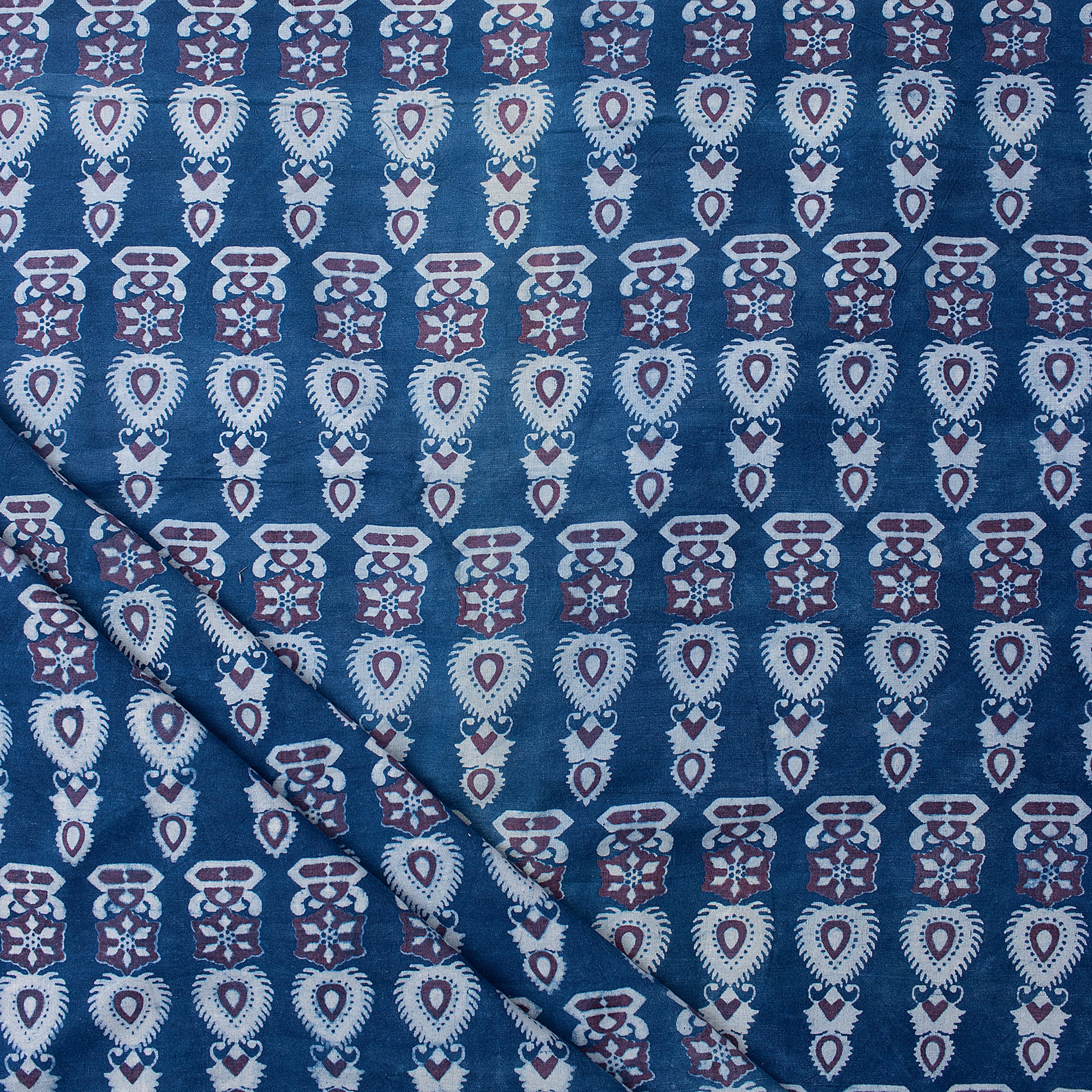 Floral Printed Indigo Cotton Fabric