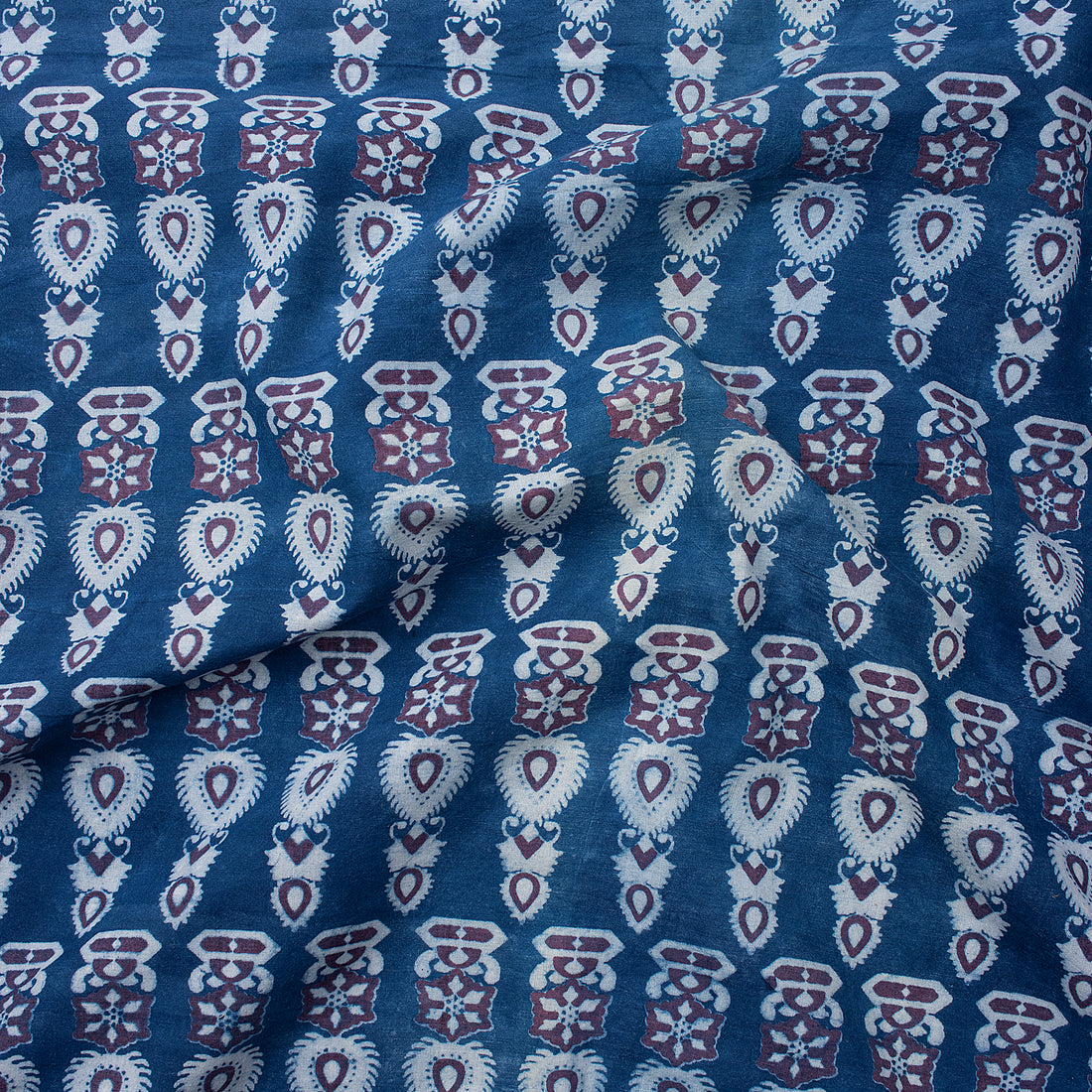 Floral Printed Indigo Cotton Fabric