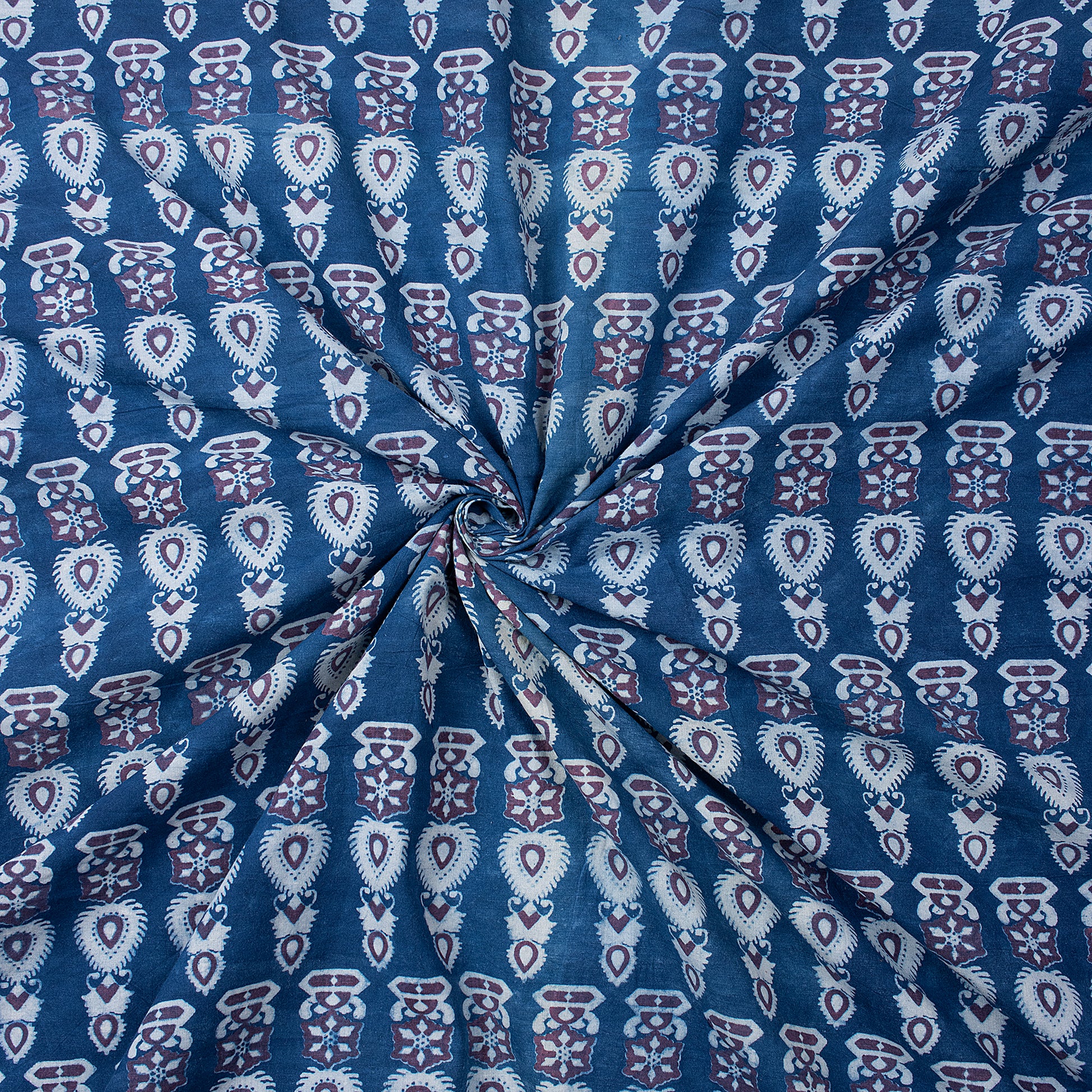 Floral Printed Indigo Cotton Fabric