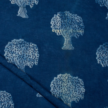 Organic Tree Printed Indigo Fabric