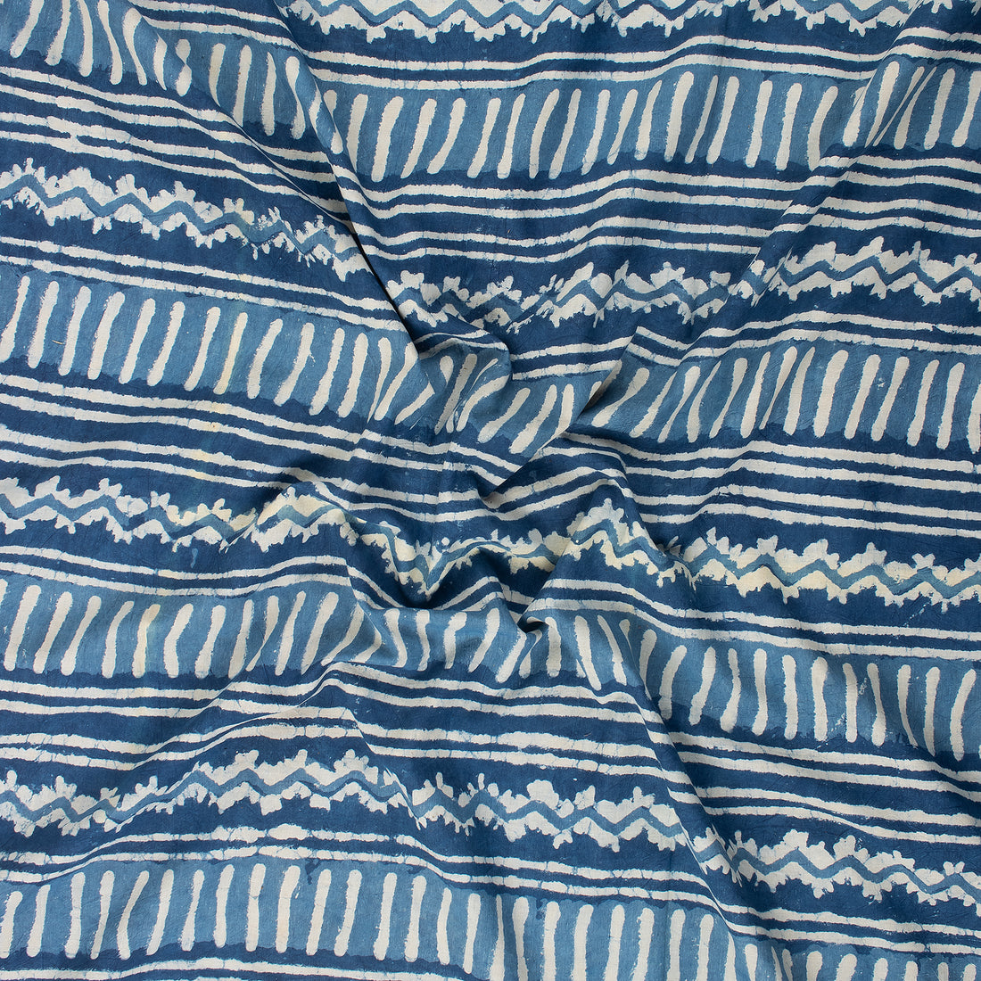 Jaipuri Block Striped Indigo Print Fabric