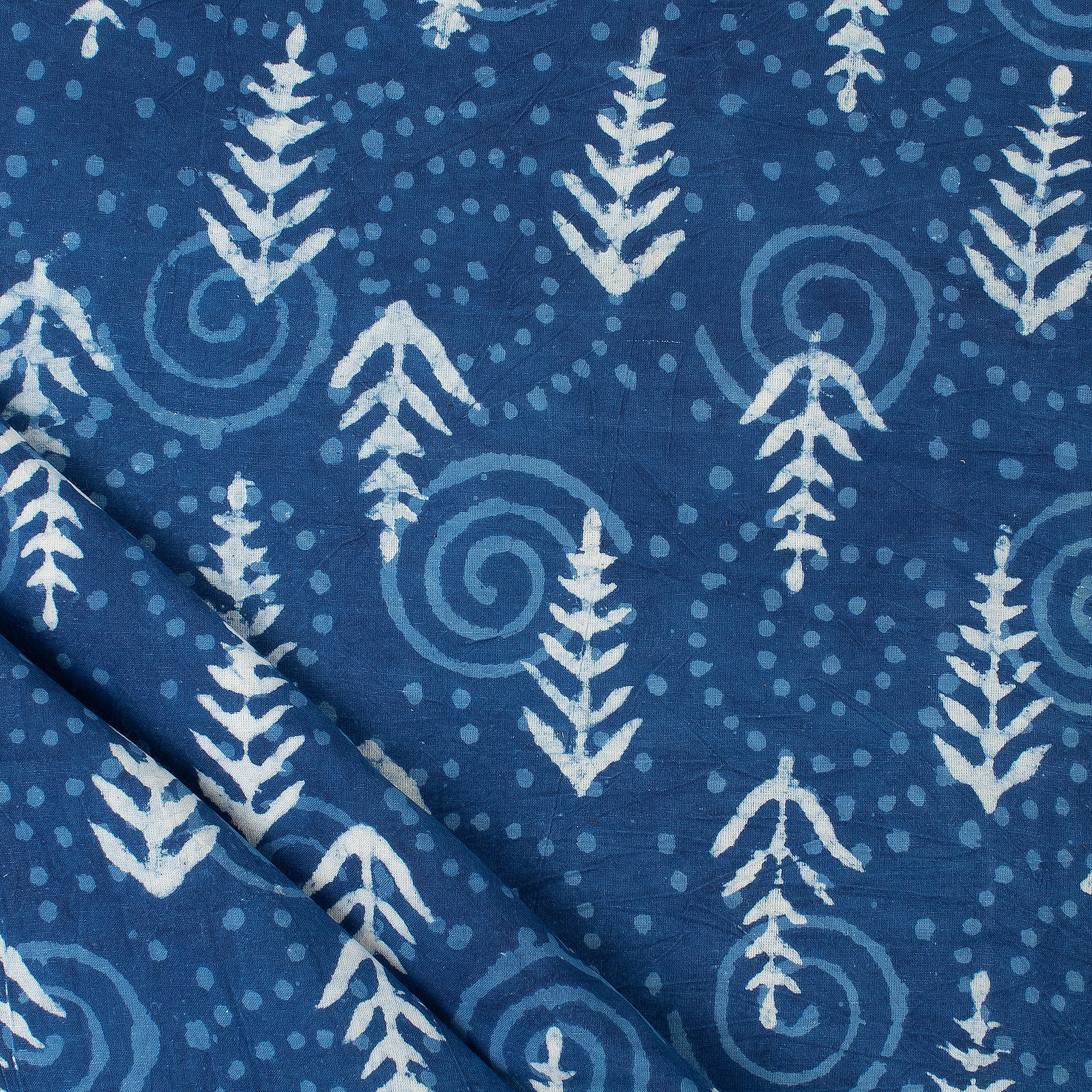 Jaipuri Indigo Leaf Printed Cotton Fabric Material