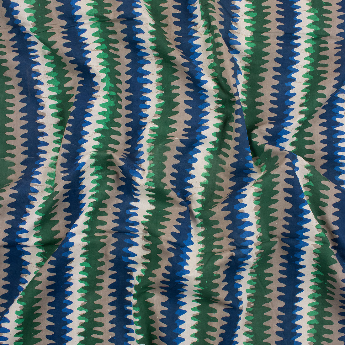 Striped Printed Indigo Cotton Fabric