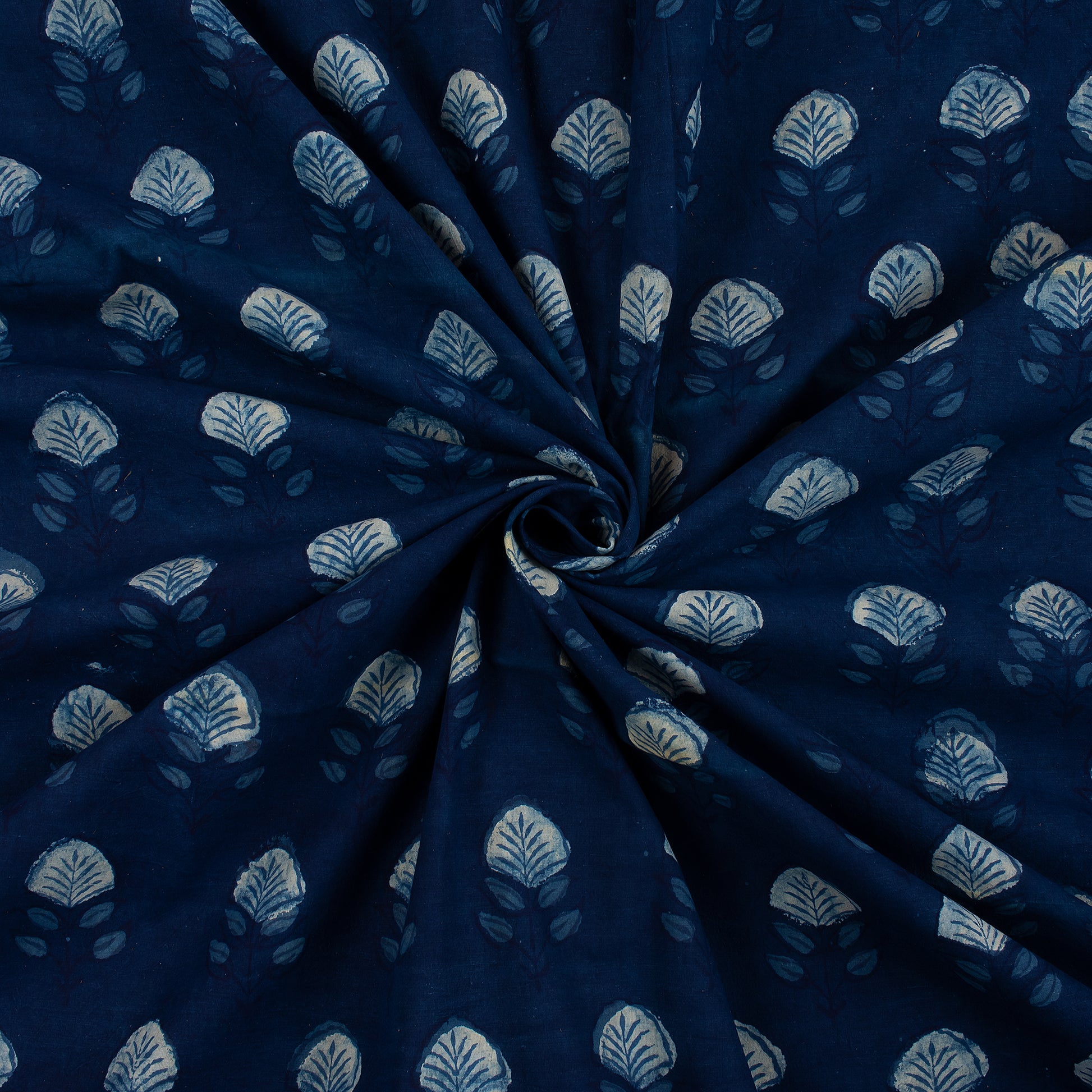 Hand Printed Indigo Organic Cotton Fabric